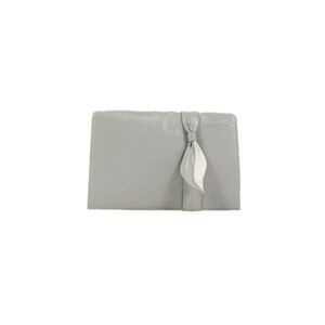 Halston Womens Leather Button Closure Clutch Handbag Grey White